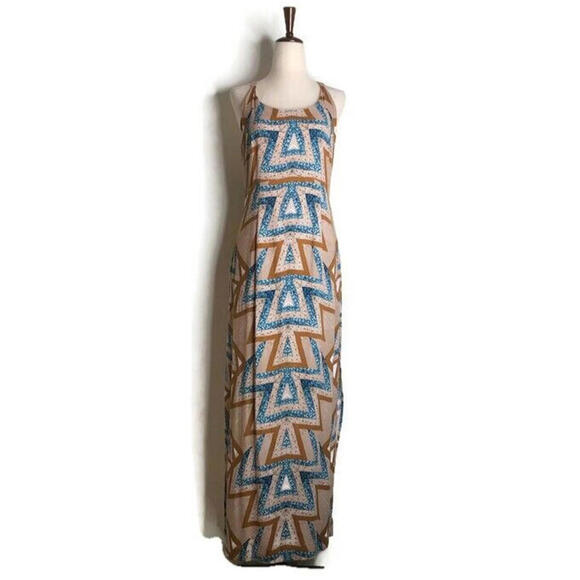 Free People Dresses & Skirts - Free People Geo Tribal Print Serves You Right Maxi Dress Slit Size 2